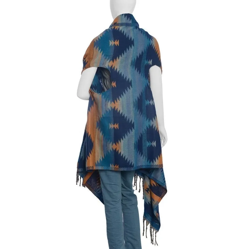 Kimono with Fringes Santa Fe Style Collar …